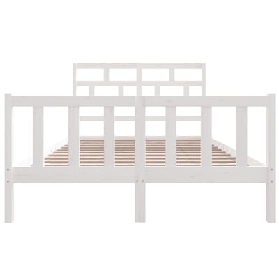 vidaXL Bed Frame without Mattress White Solid Wood 160x200 cm (810093+814205)