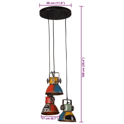 vidaXL Hanging Lamp 25 W Multicolour 30x30x100 cm E27