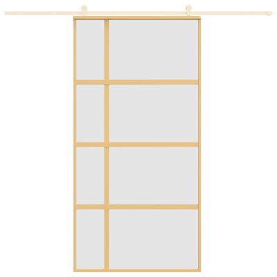 vidaXL Sliding Door Gold 102.5x205 cm Frosted ESG Glass and Aluminium