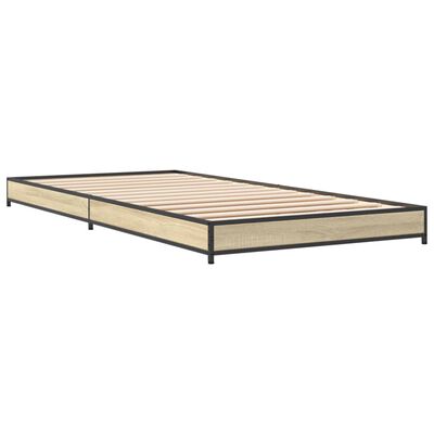 vidaXL Bed Frame Sonoma Oak 90x190 cm Single Engineered Wood and Metal