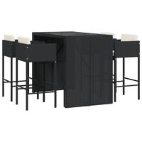 vidaXL 5 Piece Garden Bar Set with Cushions Black Poly Rattan