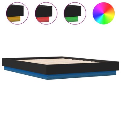 vidaXL Bed Frame with LED without Mattress Black 120x190 cm Small Double