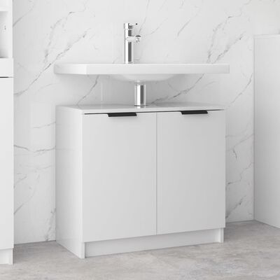 vidaXL Bathroom Cabinet High Gloss White 64.5x33.5x59cm Engineered Wood