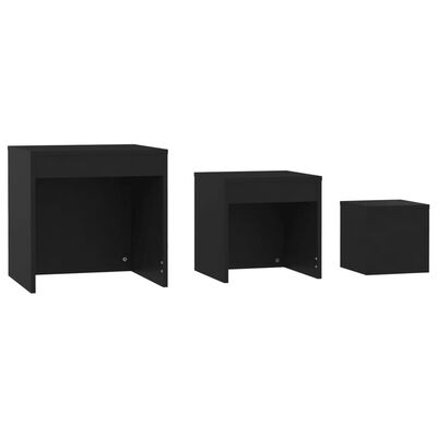 vidaXL Nesting Tables 3 pcs Black Engineered Wood