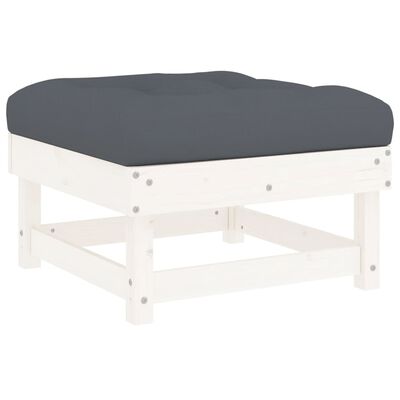 vidaXL Garden Footstool with Cushion White Solid Wood Pine