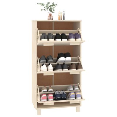 vidaXL Shoe Cabinet HAMAR Honey Brown 59.5x35x117 cm Solid Wood Pine