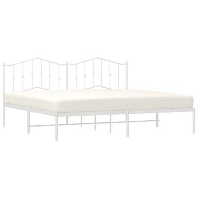 vidaXL Metal Bed Frame without Mattress with Headboard White 193x203 cm