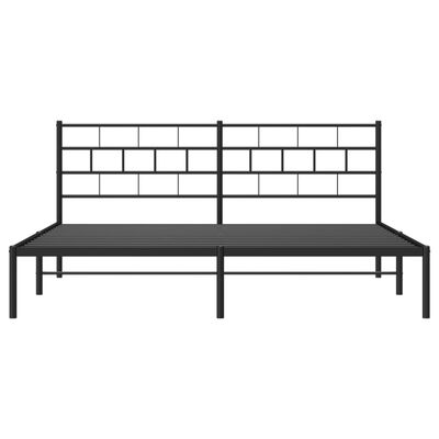 vidaXL Metal Bed Frame without Mattress with Headboard Black 193x203 cm