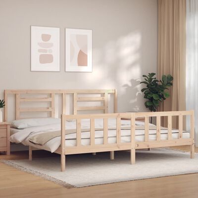 vidaXL Bed Frame without Mattress Super King Size Solid Wood Pine