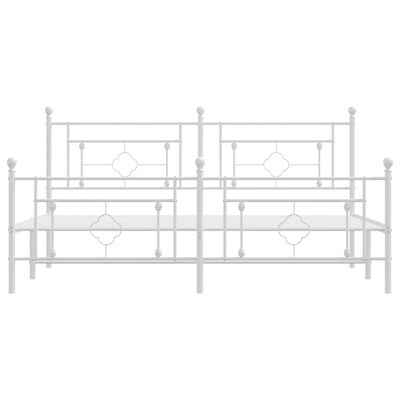 vidaXL Metal Bed Frame without Mattress with Footboard White 180x200 cm Super King