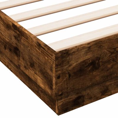 vidaXL Bed Frame with LED without Mattress Smoked Oak 120x200 cm