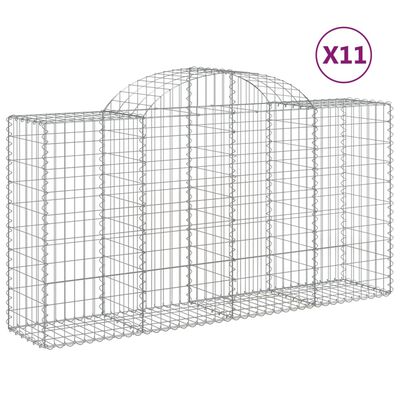 vidaXL Arched Gabion Baskets 11 pcs 200x50x100/120 cm Galvanised Iron