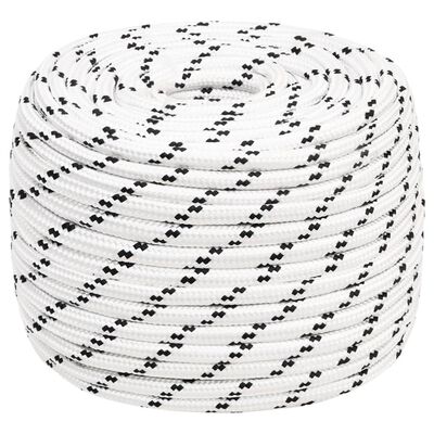 vidaXL Braided Boat Rope White 14 mmx100 m Polyester