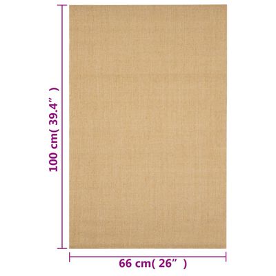 vidaXL Rug Natural Sisal 66x100 cm