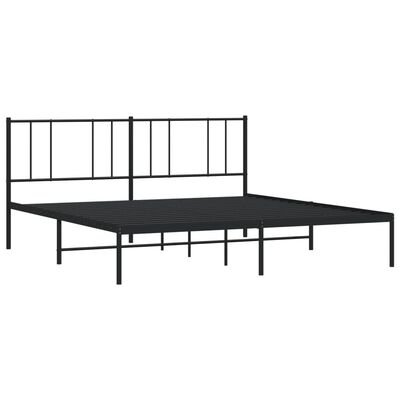 vidaXL Metal Bed Frame without Mattress with Headboard Black 193x203 cm