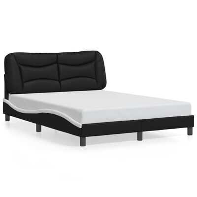 vidaXL Bed Frame with LED without Mattress Black and White 140x200 cm