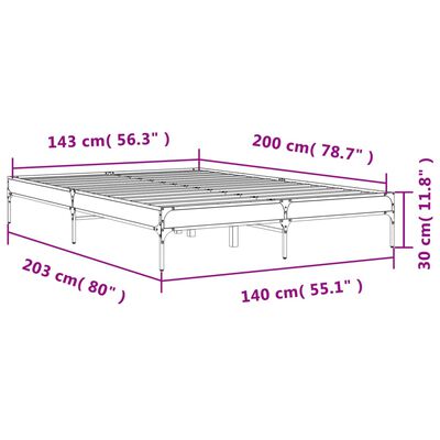 vidaXL Bed Frame without Mattress Black 140x200 cm