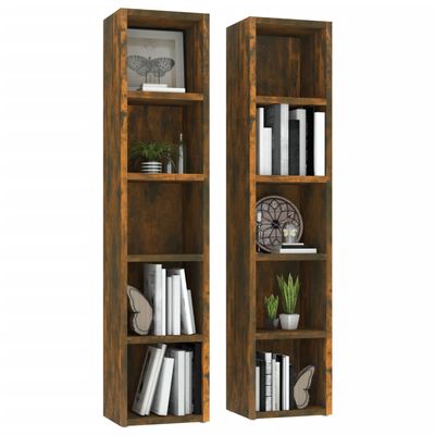 vidaXL CD Cabinets 2 pcs Smoked Oak 21x16x93.5 cm Engineered Wood