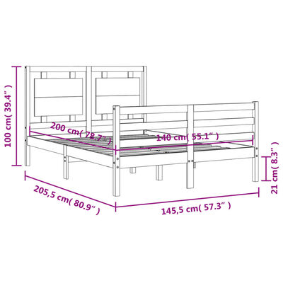 vidaXL Bed Frame without Mattress 140x200 cm Solid Wood