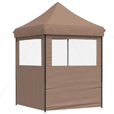 vidaXL Foldable Party Tent Pop-Up with 2 Sidewalls Brown