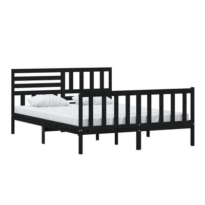 vidaXL Bed Frame without Mattress Black King Size Solid Wood