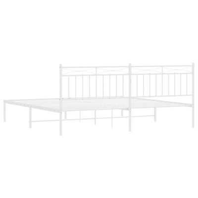 vidaXL Metal Bed Frame without Mattress with Headboard White 200x200 cm