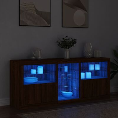 vidaXL Sideboard with LED Lights Brown Oak 162x37x67 cm