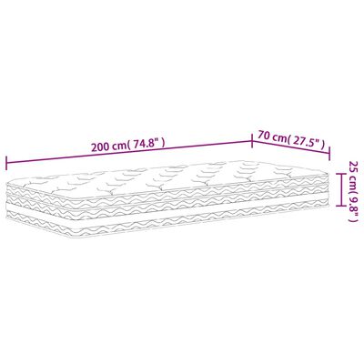 vidaXL Pocket Spring Mattress Medium 70x200 cm