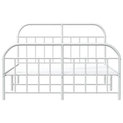 vidaXL Metal Bed Frame without Mattress with Footboard White 183x213 cm