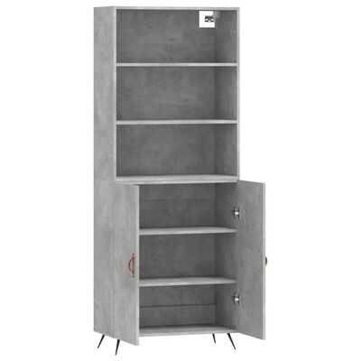 vidaXL Highboard Concrete Grey 69.5x34x180 cm Engineered Wood