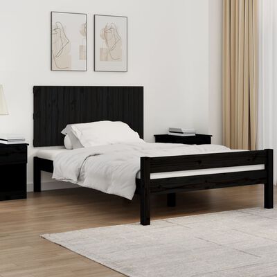 vidaXL Wall Headboard Black 127.5x3x60 cm Solid Wood Pine