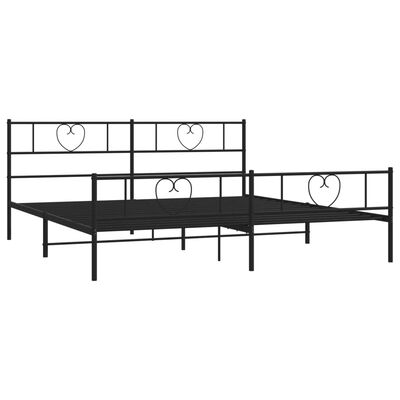 vidaXL Metal Bed Frame without Mattress with Footboard Black 183x213 cm