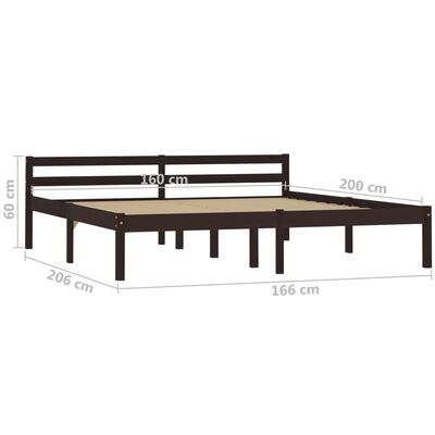 vidaXL Bed Frame without Mattress Dark Brown Solid Pine Wood 160x200 cm