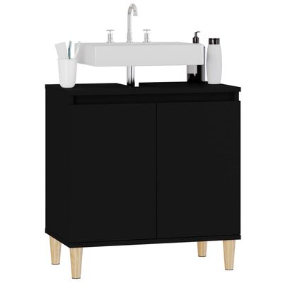 vidaXL Sink Cabinet Black 58x33x60 cm Engineered Wood