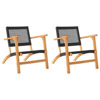 vidaXL Garden Chairs 2 pcs Black Poly Rattan and Acacia Wood