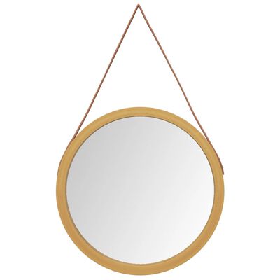 vidaXL Wall Mirror with Strap Gold Ø 55 cm