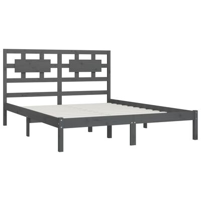 vidaXL Bed Frame without Mattress Grey 180x200 cm Super King Solid Wood Pine