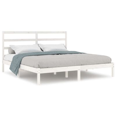 vidaXL Bed Frame without Mattress White 180x200 cm Super King Solid Wood