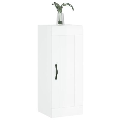 vidaXL Wall Mounted Cabinet High Gloss White 34.5x34x90 cm Engineered Wood