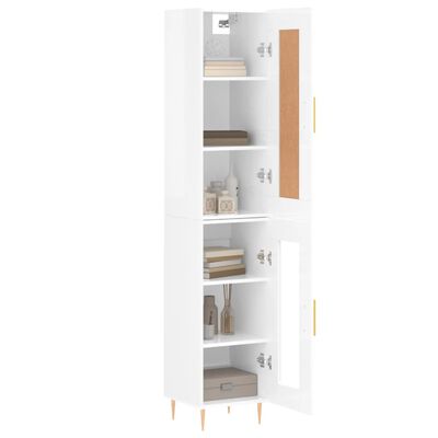 vidaXL Highboard High Gloss White 34.5x34x180 cm Engineered Wood