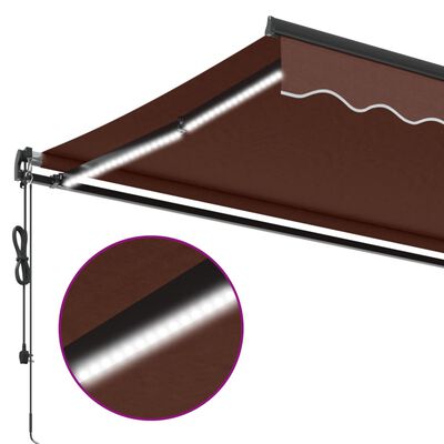 vidaXL Automatic Retractable Awning with LEDs Brown 500x300 cm