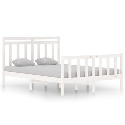 vidaXL Bed Frame without Mattress White 120x190 cm Small Double Solid Wood