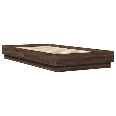 vidaXL Bed Frame without Mattress Brown Oak 75x190 cm Small Single Engineered Wood