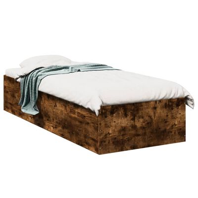 vidaXL Bed Frame without Mattress Smoked Oak 100x200 cm