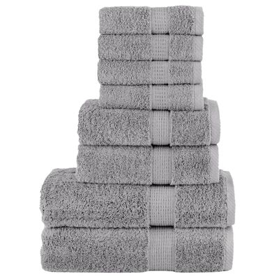 vidaXL 8 Piece Premium Towel Set SOLUND Grey 600 gsm