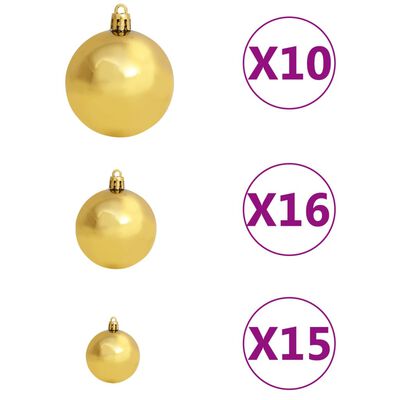 vidaXL Artificial Hinged Christmas Tree 300 LEDs & Ball Set 240 cm