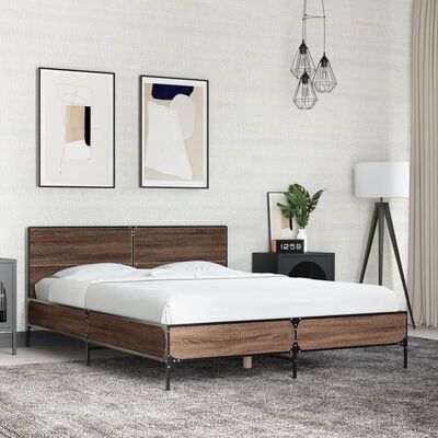 vidaXL Bed Frame without Mattress Brown Oak 120x200 cm