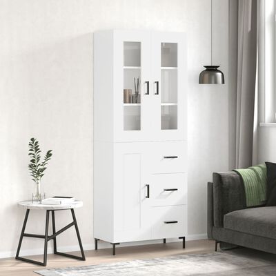 vidaXL Highboard High Gloss White 69.5x34x180 cm Engineered Wood