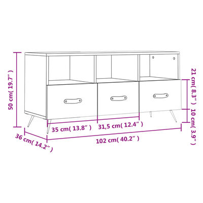 vidaXL TV Cabinet Black 102x36x50 cm Engineered Wood