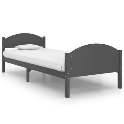 vidaXL Bed Frame without Mattress Dark Grey Solid Pine Wood 100x200 cm